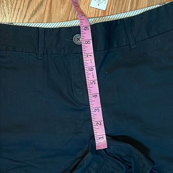 LOFT Black Cotton Chino Shorts, Flat Front, 4 - Picture 5 of 8
